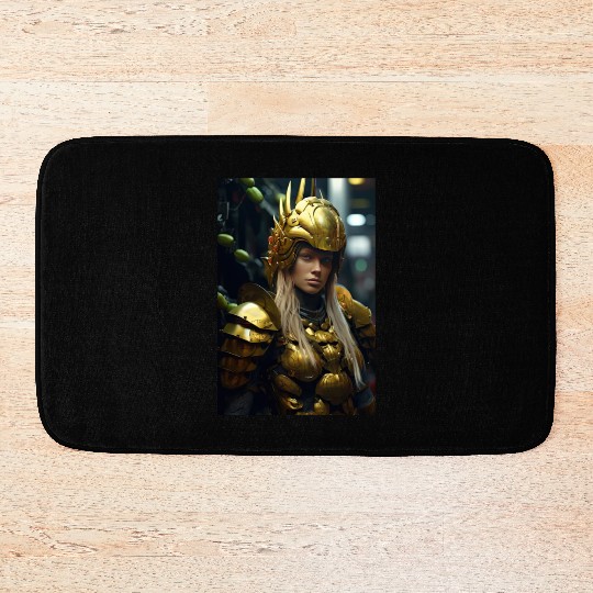 Gilded Valor: The Empowered Warrior Bath Mats