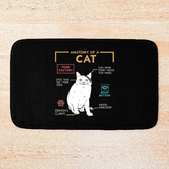 Funny Weird Cat Meme Smiling Anatomy of A Cat Bath Mats