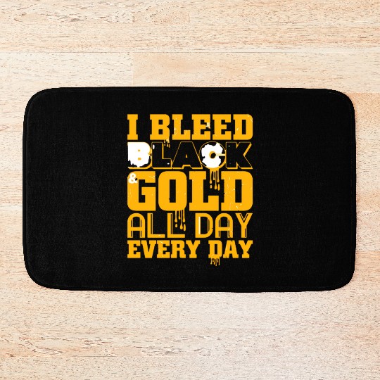 I Bleed Black And Gold Bath Mats