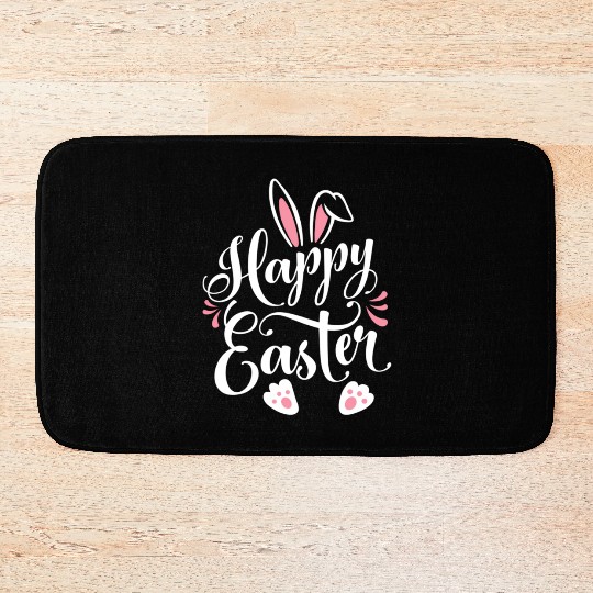 Happy Easter Bunny Rabbit Face Easter Day Bath Mats