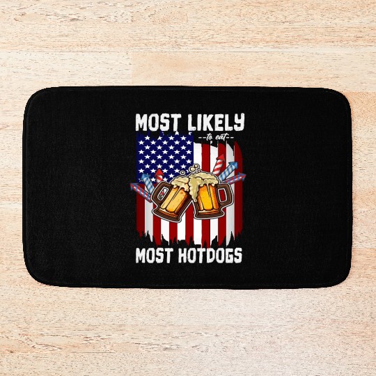 4th Of July Party Most Likely To Eat Hotdogs Bath Mats
