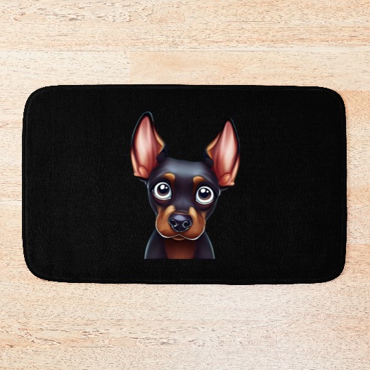 Playful Doberman Pinscher Art Bath Mats