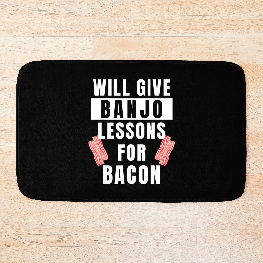 Banjo Player Lessons For Bacon Music Instrument Bath Mats