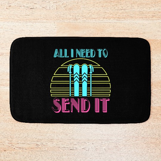 Retro Neon Send It Skiing Freestyle Skiers Ski Bath Mats