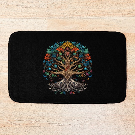 Epic Legendary Viking Tree of Life,Plant Lover Bath Mats