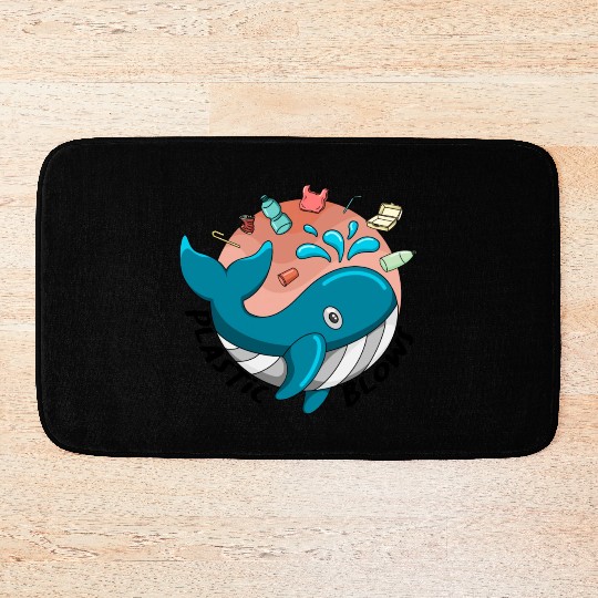 Earth Day Plastic Blows Whale Lover Plastic Free Bath Mats