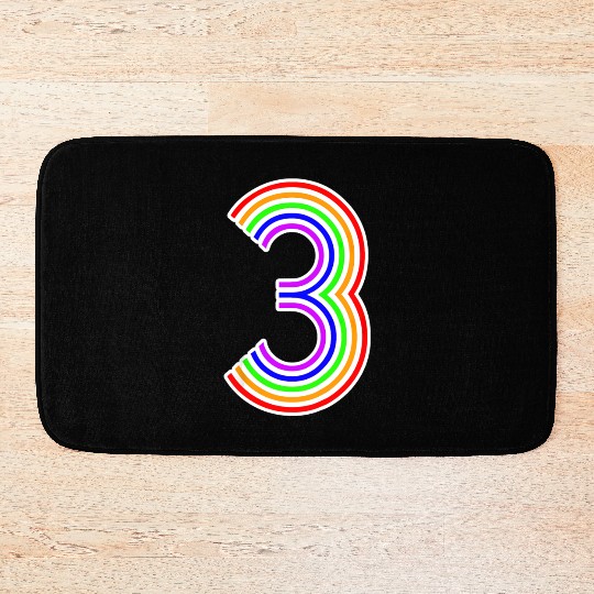 Happy Family Clothing Rainbow 3rd Birthday Number Bath Mats