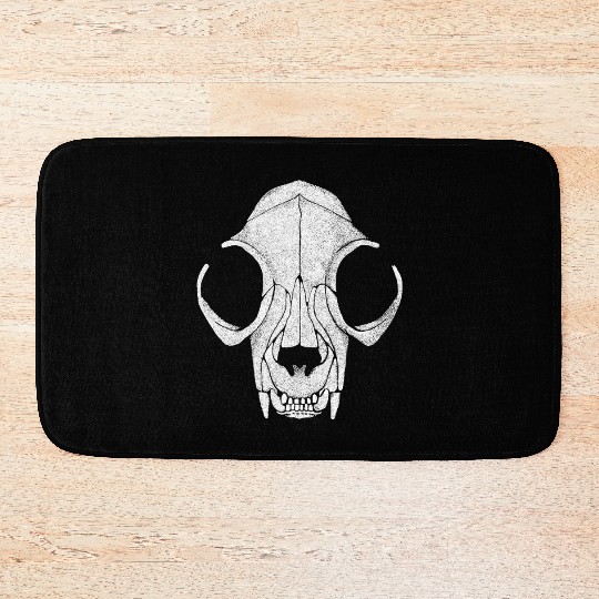 Cat Skull Pointillism Bath Mats