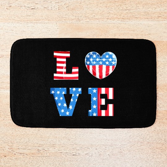 LOVE America Independence Day USA Patriots Bath Mats
