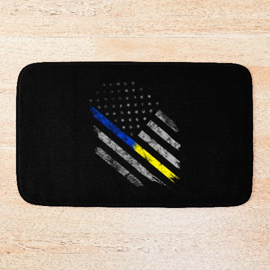 Gold Blue Line 911 Police Dispatcher First Bath Mats