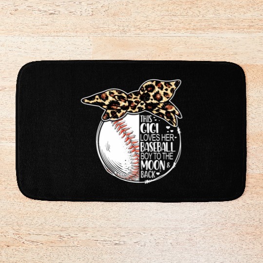 Baseball Gigi Vintage Leopard Messy Bun Bath Mats
