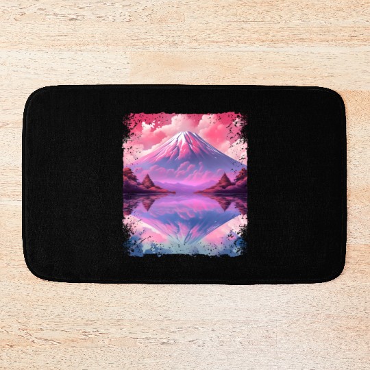 Aesthetic Vaporwave Volcano Japan Sight Mount Fuji Bath Mats