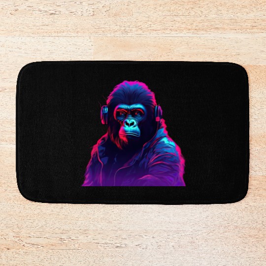 Synthwave Neon Beats of a Gorilla Bath Mats