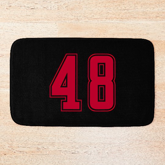 Red Number 48 Team Junior Sports Numbered Bath Mats