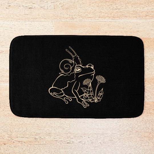 A Frog With Snail Sits In Front Of A Dandelion Bath Mats