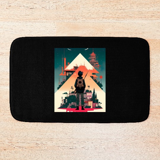 Starry Night Sky and Urban Vistas Bath Mats