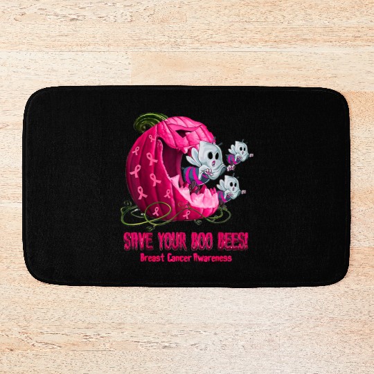 Breast Cancer Awareness Boos Pumpkin Save Your Bath Mats