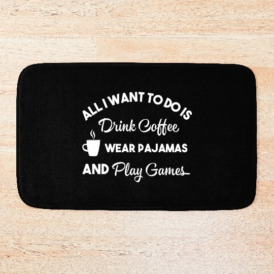 Wos Play Games Coffee Pajamas Board Cards Gamer Bath Mats