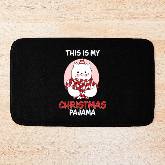 This Is My Christmas Pajama Cat In Candy Canes Bath Mats
