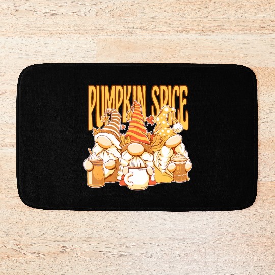 Gnomes Autumn Season Pumpkin Spice Hallothanksmas Bath Mats