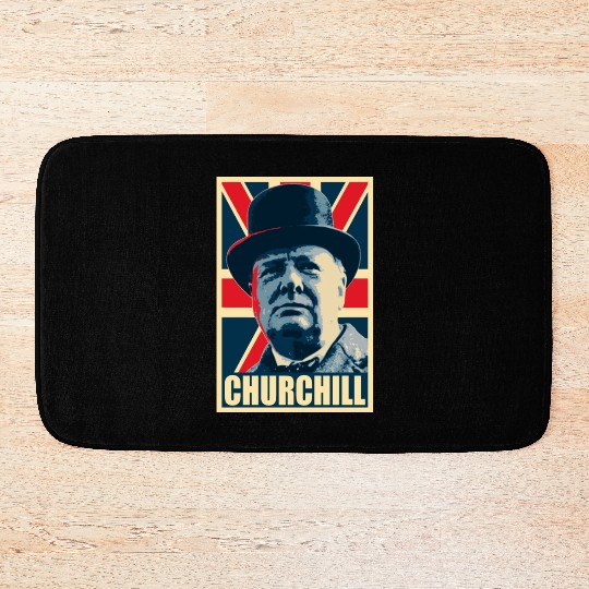 Winston Churhill Union Jack Propaganda Pop Art Bath Mats