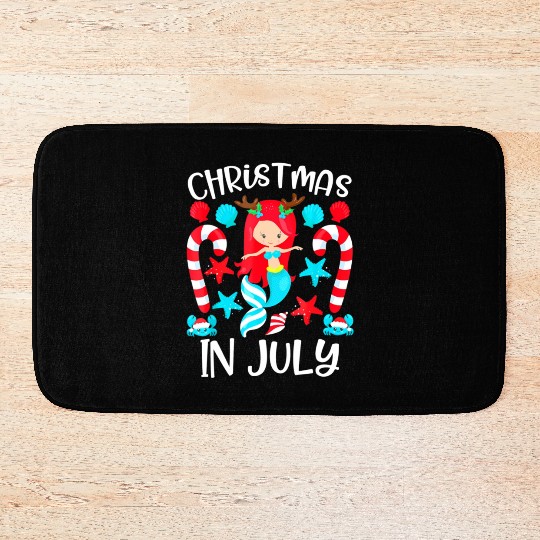 Christmas In July Cute Mermaid Summer Bath Mats
