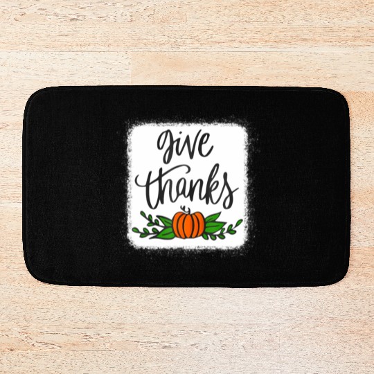 Give Thanks Pumpkin Harvest Fall Autumn Bath Mats