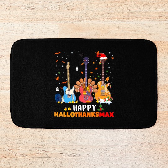 Guitar Happy Hallothanksmas Halloween Bath Mats