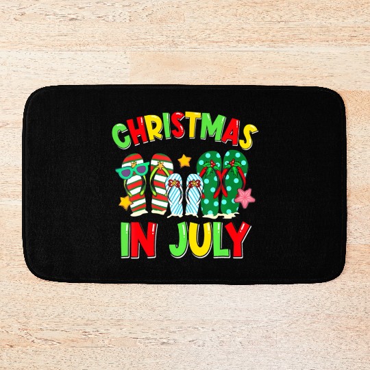 Christmas in July Flip Flops Summer Vacation Bath Mats