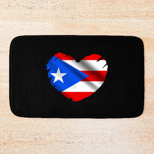 Puerto Rico Flag On Shape Of He Puerto Ricans Bath Mats