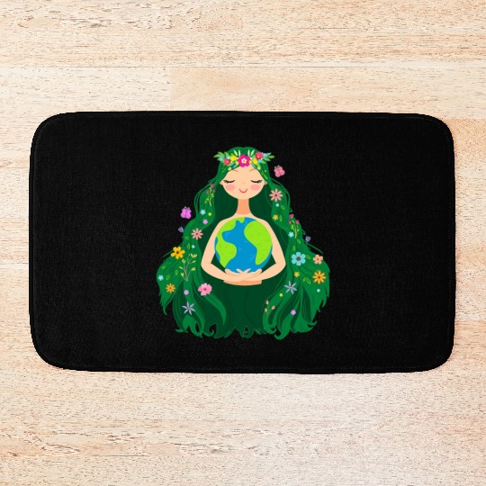 Green Mother Earth Day Gaia Save Our Planet Bath Mats