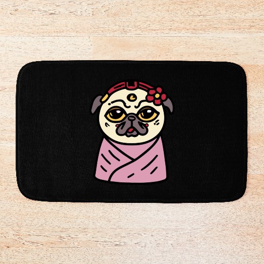 Geisha Pug Dog Lover Puppy Bath Mats