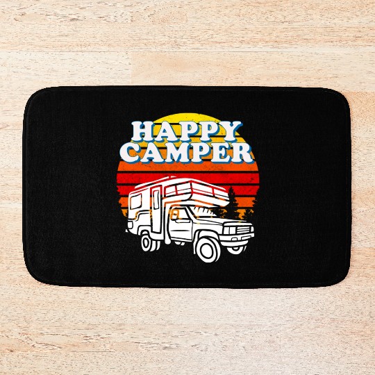 Happy Camper Funny Camping Lover Bath Mats