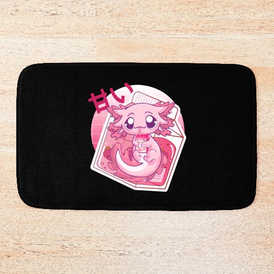 Axolotl Pastel Goth Strawberry Milk Shake Anime Ja Bath Mats