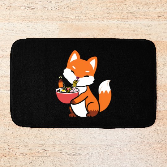Anime Kawaii Neko Fox Eating Ra Neko Japannese Ani Bath Mats