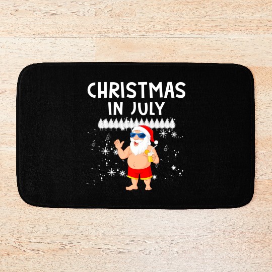 Funny Santa Christmas In July Summer Xmas Gif Bath Mats