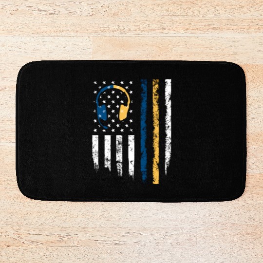 Gold Blue Line 911 Police Dispatcher First Bath Mats