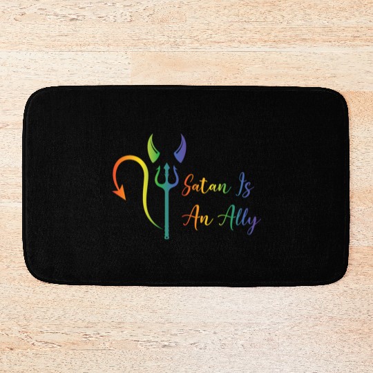 Funny Hail Gay Satan Lgbt Goth Gay Pride Baphomet Bath Mats