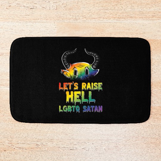 Funny Hail Gay Satan Lgbt Goth Gay Pride Baphomet Bath Mats