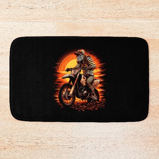 Dirt Bike Zebra Biker Motocross Motorcycle Racer R Bath Mats
