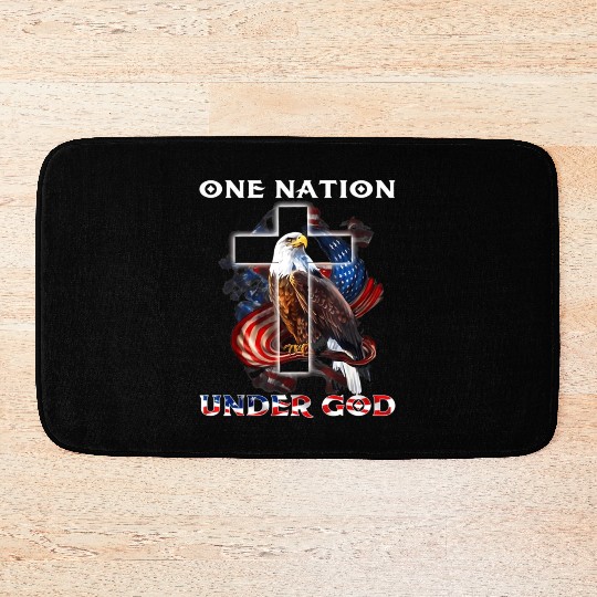 One Nation Under God Jesus Usa Cross Bald Eagle Bath Mats