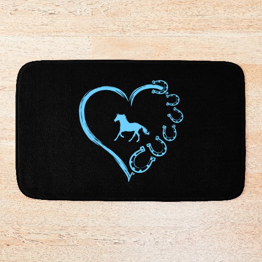 Horseshoe Heart Horse Mom Horseback Riding Bath Mats