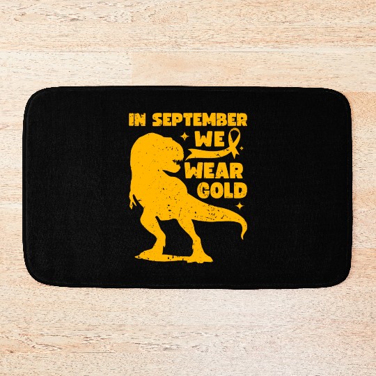 In September We Wear Gold T Rex Dinosaur Childhood Bath Mats