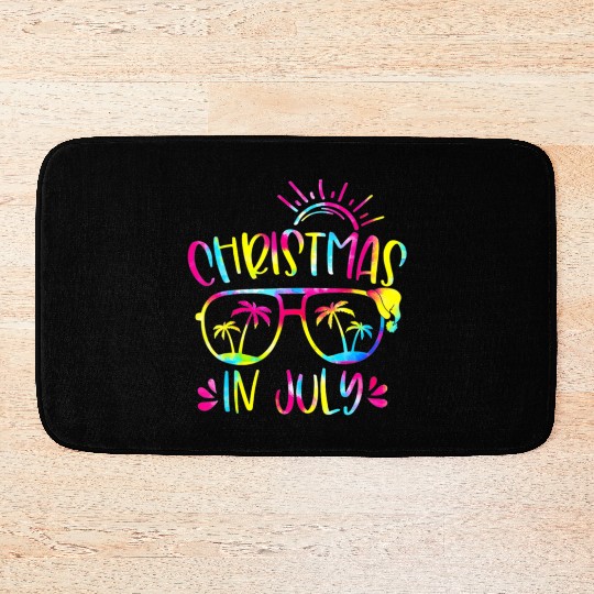 Christmas In July Hawaiian Summer Vacation 2023 Bath Mats