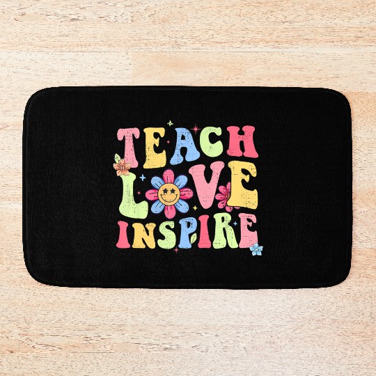Groovy Teach Love Inspire Prek Back To School Bath Mats