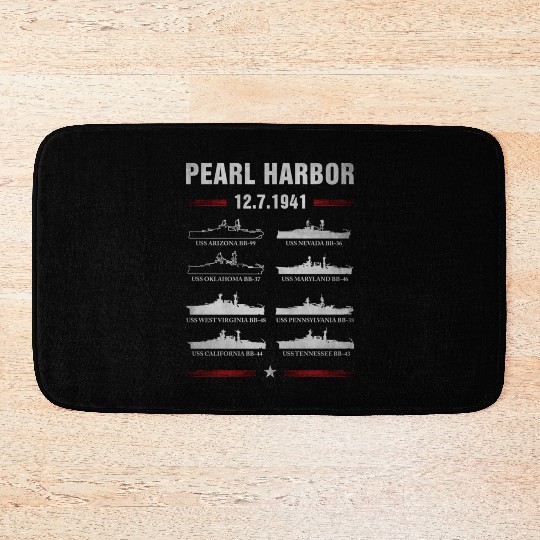 Pearl Harbor Battleship Memorial Day December 7Th Bath Mats