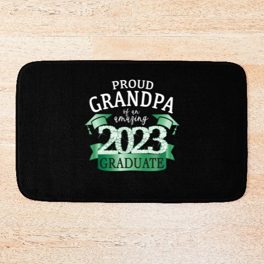 Proud Grandpa I 2023 Graduation Photo Decor Green Bath Mats