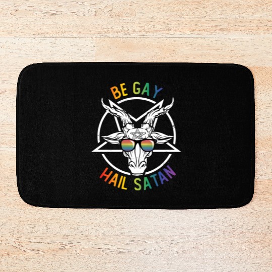 Rainbow Satan Lgbt Goth Gay Pride Baphomet Be Gay Bath Mats