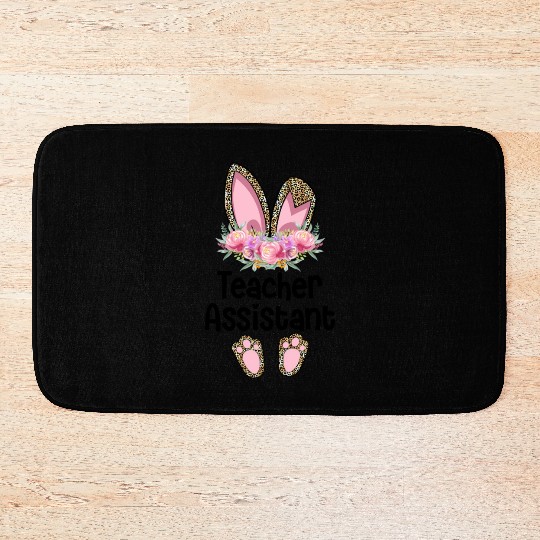 Easter Bunny Ear Teacher Leopard Teacher Assistant Bath Mats