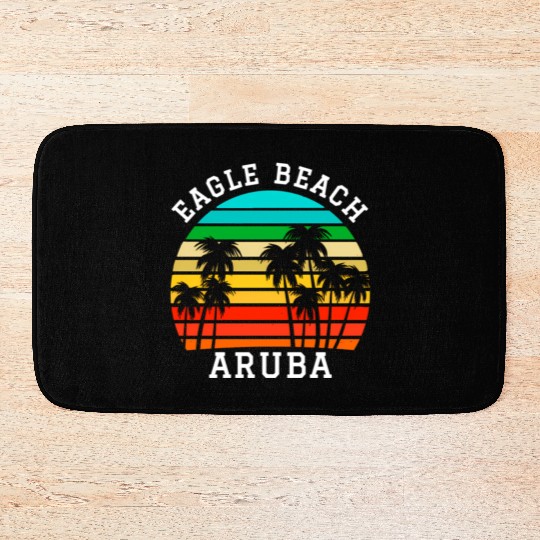 Eagle Beach Aruba Family Vacation Sunset Palm Bath Mats